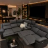 Crystal Recliner Modular Sofa, Black Fabric Lounge Suite with 4 Recliners Melbourne