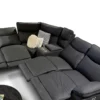 Crystal Recliner Modular Sofa, Black Fabric Lounge Suite with 4 Recliners Melbourne – view 4