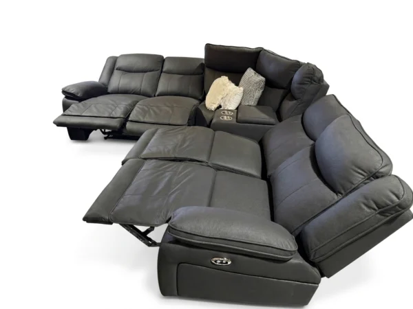 Crystal Recliner Modular Sofa, Black Fabric Lounge Suite with 4 Recliners Melbourne – view 5
