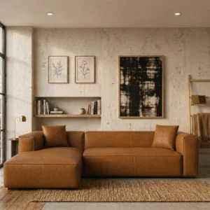 Newland Cognac Leather Sofa LHF | Modern Leather Sofas Melbourne