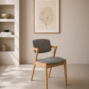 Ash - Dining Chairs | Grey Beige With Natural Wooden Leg