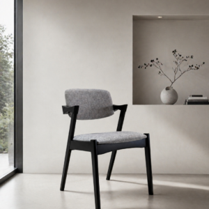 Ash - Dining Chairs | Grey Beige With Black Wooden Legs