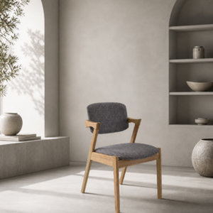 Ash - Dining Chairs | Grey Beige With Natural Wooden Leg