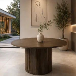 Marina 150cm Walnut Round Dining Table | Modern Dining Tables Melbourne