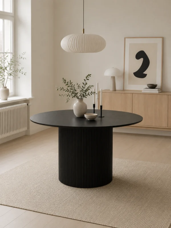 Marina 150cm Black Round Dining Table | Modern Dining Tables Melbourne