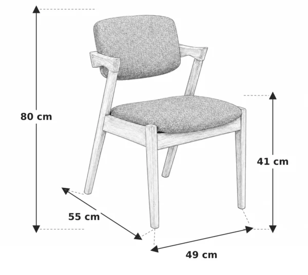 Ash Dining Chair Beige Fabric & Natural Timber Legs | Dining Chairs Melbourne dimensions