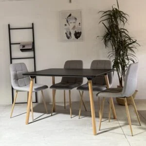 Fulham - 5PCE, Dining Set, Grey Fabric