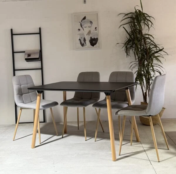 Fulham โ 5PCE | Dining Set | Grey Fabric