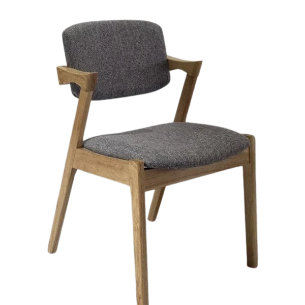 Ash Dining Chair | Grey Beige with Natural Wooden Leg