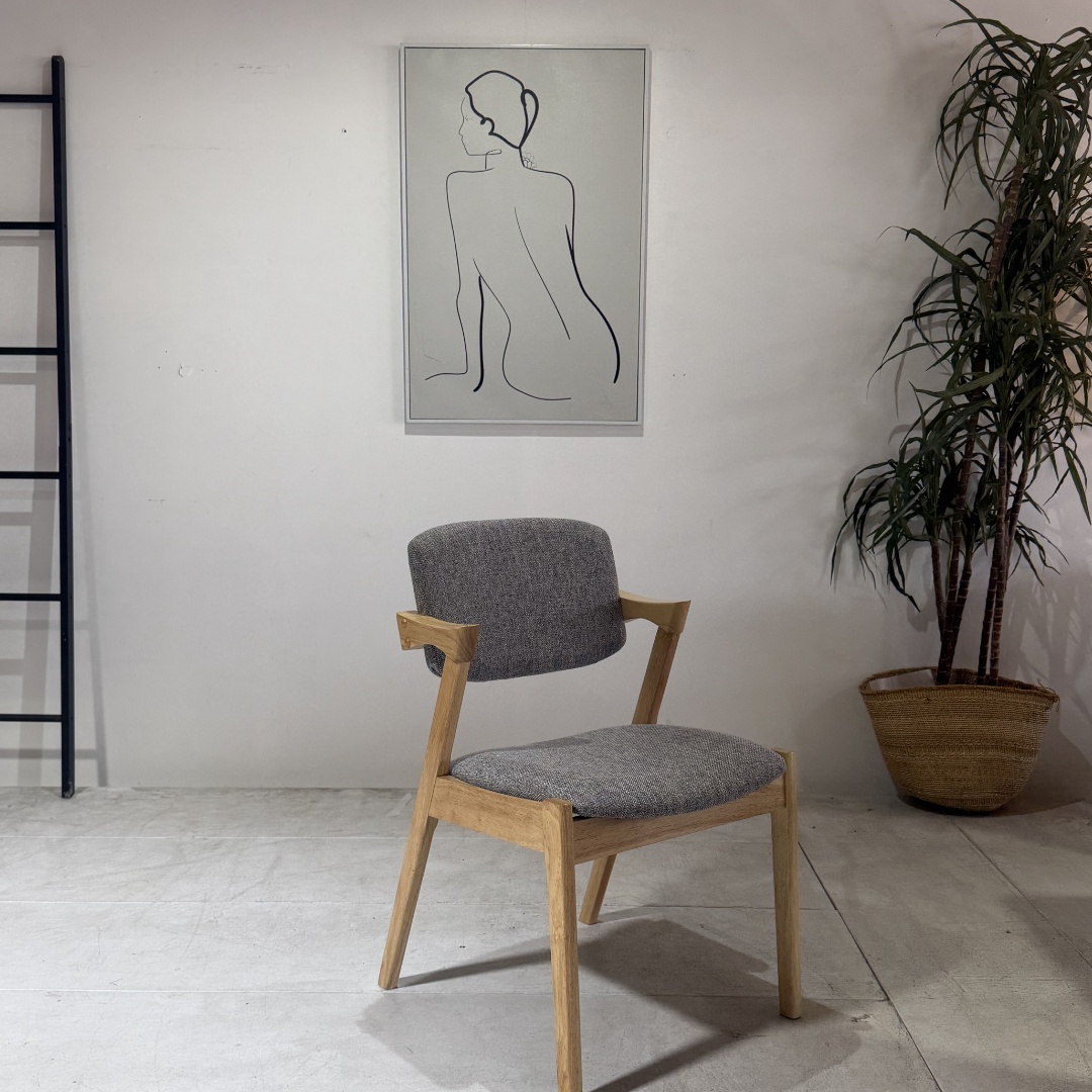 Ash – Dining Chairs | Grey Beige With Natural Wooden Leg
