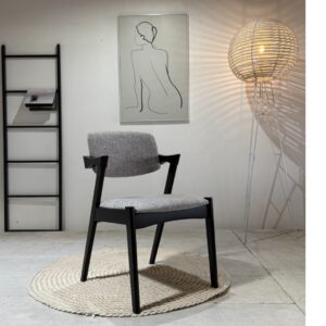Ash - Dining Chairs | Grey Beige With Black Wooden Legs