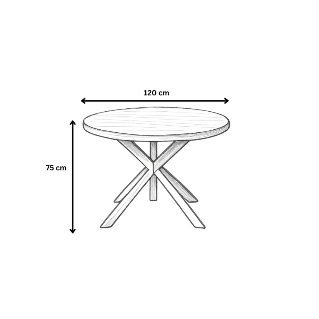 Round Dining Table – Black Legs | Natural Top