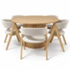 Barcelona - 7 PCE, Dining Set, Natural Round Dining Table with 6 dining chairs – view 2