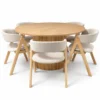 Barcelona - 7 PCE, Dining Set, Natural Round Dining Table with 6 dining chairs – view 4