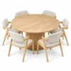 Hamburg - 7 PCE, Dining Set, Natural Round Dining Table with 6 dining chairs – view 4