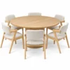 Hamburg - 7 PCE, Dining Set, Natural Round Dining Table with 6 dining chairs – view 2