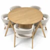 Barcelona - 7 PCE, Dining Set, Natural Round Dining Table with 6 dining chairs – view 5