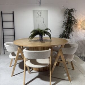 Barcelona - 7 PCE | Dining Set | Natural Round Dining Table with 6 dining chairs