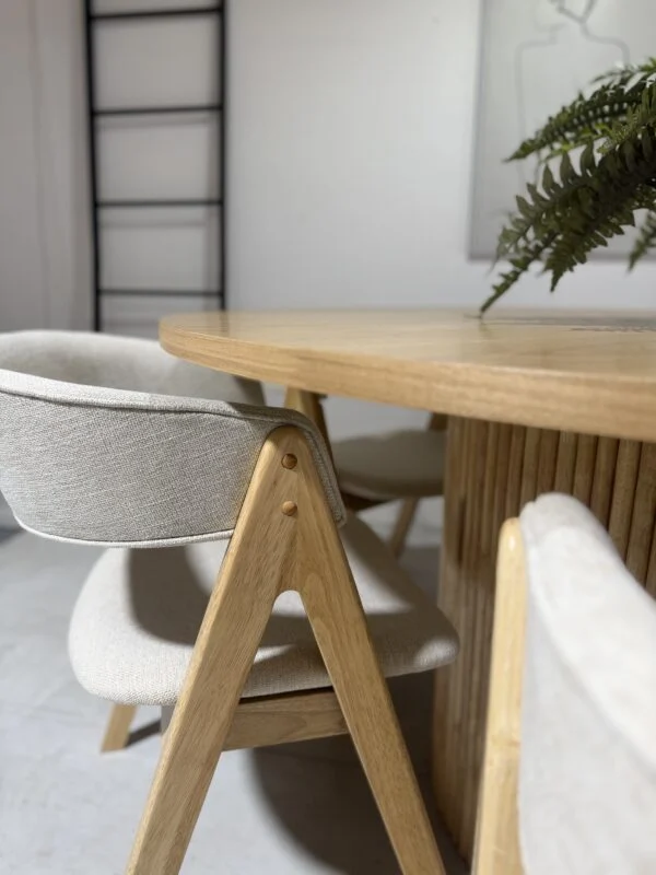 Barcelona – 7 PCE | Dining Set | Natural Round Dining Table with 6 dining chairs