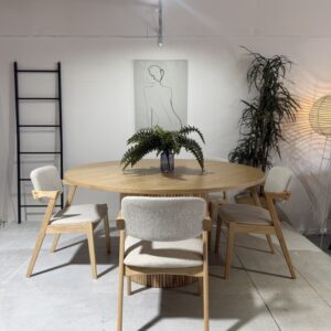 Hamburg - 7 PCE | Dining Set | Natural Round Dining Table with 6 dining chairs