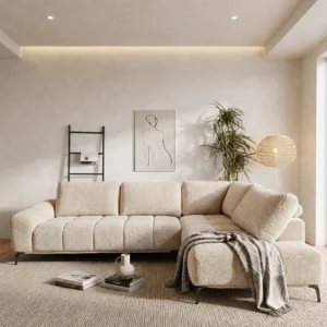 Odette Beige Fabric Sofa RHF | Premium RHF Chaise Lounge Melbourne