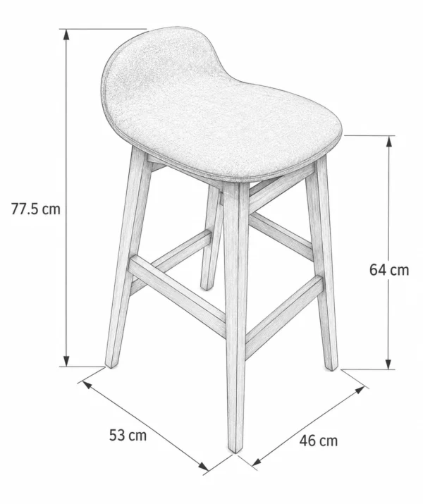 Murphy - Bar Stool, Beige with Black legs – view 7