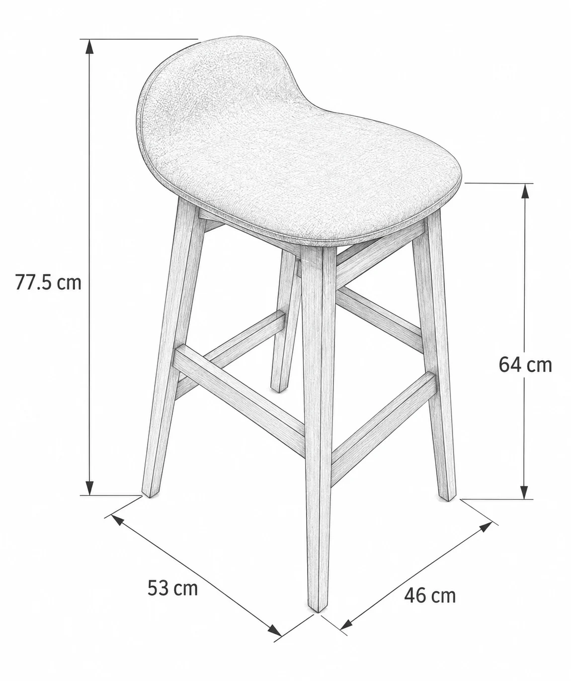 Murphy - Bar Stool, Beige with Black legs – view 7