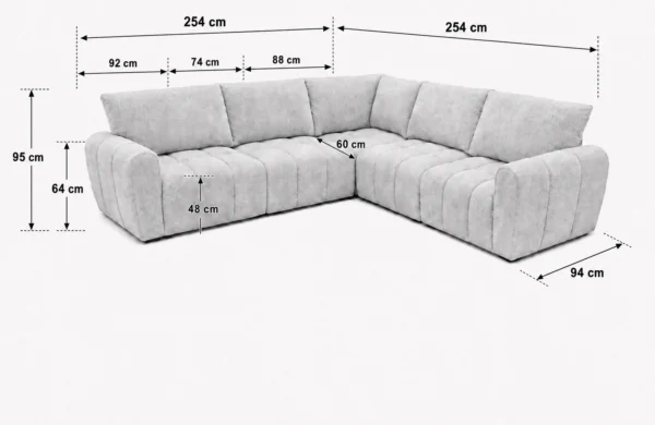 Armadale Grey Fabric Corner Sofa – view 4