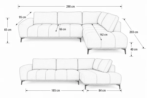 Odette Grey Fabric Sofa RHF – view 3