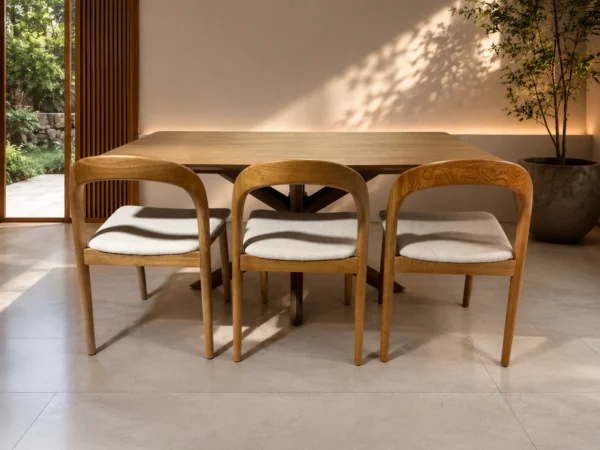 Stockholm – 7 PCE | Dining Set | Walnut Dining table with Handmade Oak chairs