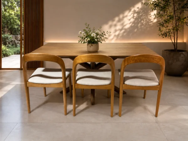 Stockholm – 7 PCE | Dining Set | Walnut Dining table with Handmade Oak chairs