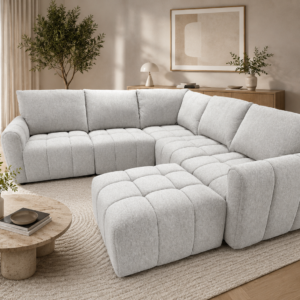 Armadale Grey Fabric Corner Sofa with FREE Ottoman