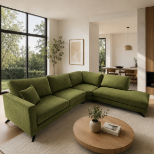 San Remo Green Fabric Corner Sofa | Modern L-Shaped Lounge