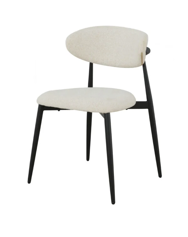 Montreal 5 Piece Round Dining Set | Black Table & Beige Fabric Chairs