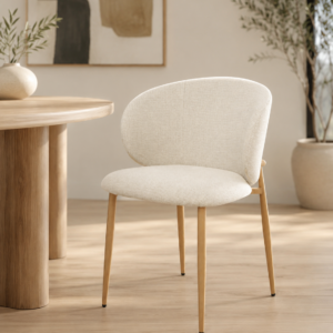 Balmer - Dining Chair | Modern Beige Fabric | Natural Metal Legs