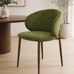Balmer - Dining Chair | Olive Green Fabric | Walnut Metal Legs