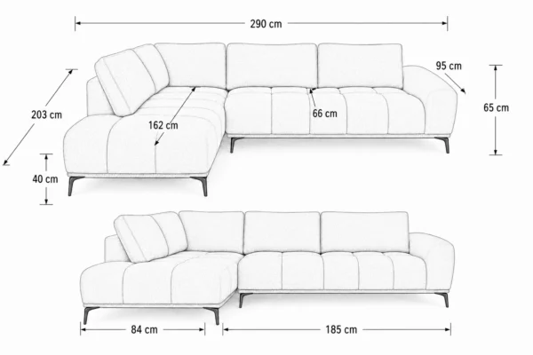 Odette Beige Fabric Sofa LHF – view 2