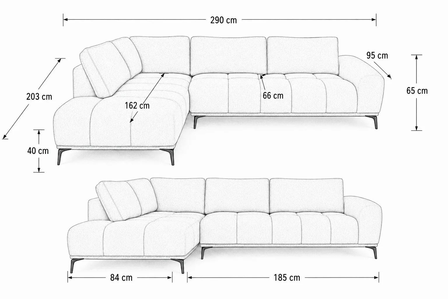 Odette Beige Fabric Sofa LHF – view 2