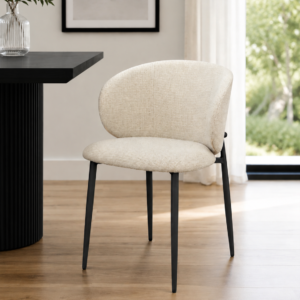 Balmer - Dining Chair | Modern Beige Fabric | Black Metal Legs