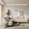 Odette Beige Fabric Sofa LHF