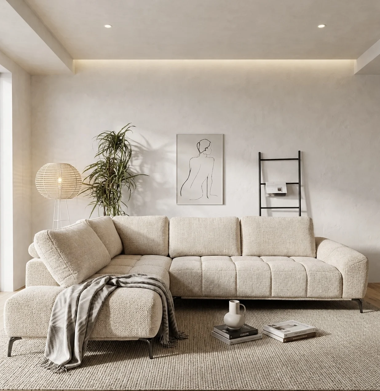 Odette Beige Fabric Sofa LHF | Premium LHF Chaise Lounge Melbourne