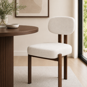 Kun - Dining Chair | Metal Frame | Beige Walnut