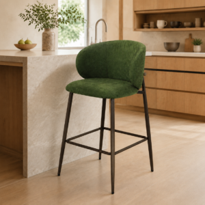 Balmer Upholstered Bar Stool | Olive Green Fabric | Dark Frame