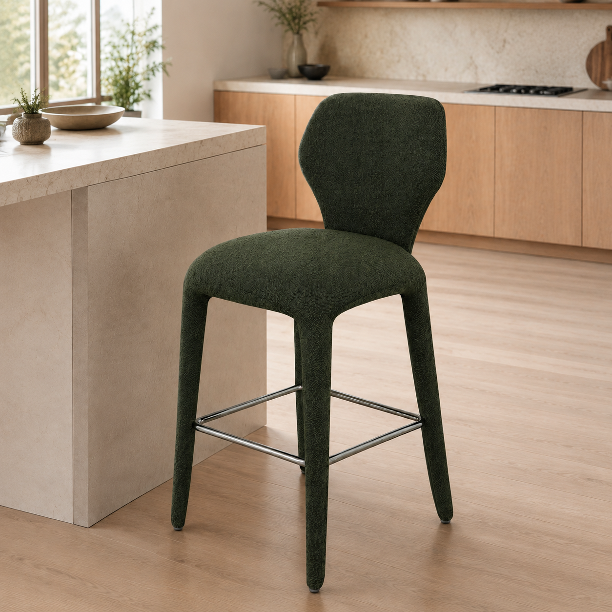 Mosman Olive Green Upholstered Bar Stool
