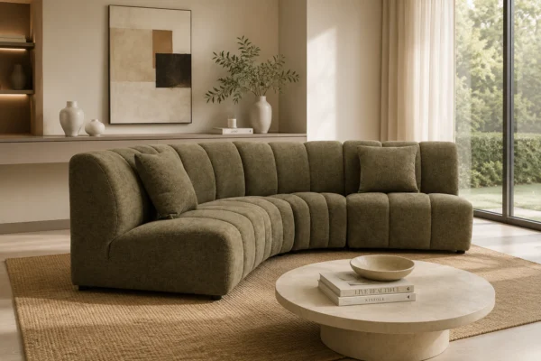 Coco Green Fabric Sofa – Modern Corner Lounge