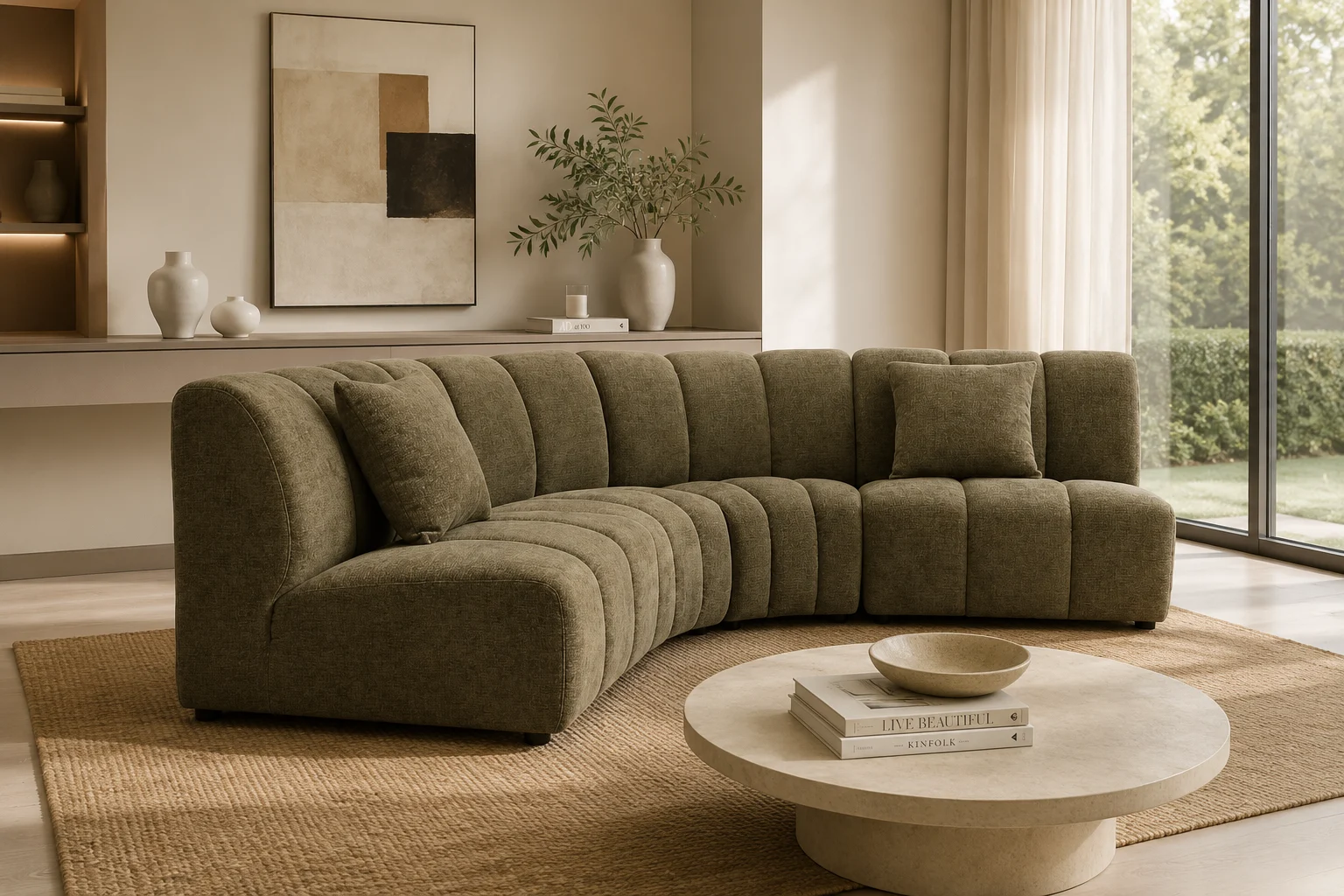 Coco Green Fabric Sofa – Modern Corner Lounge