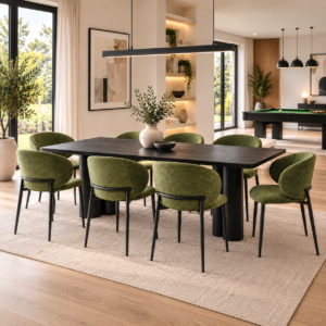 Auckland 9 Piece Dining Set | Black & Olive Green Melbourne