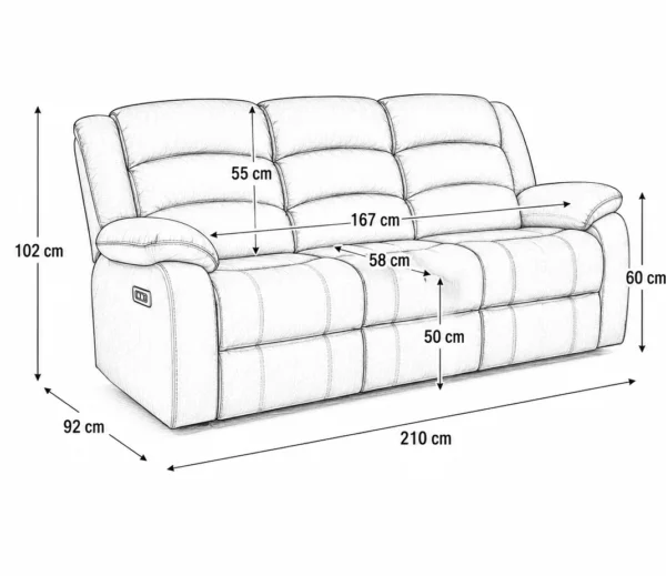 Crystal 3 Seater Recliner Sofa, Charcoal – view 3
