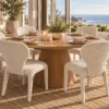 Sandriham 7 Piece Extendable Dining Set | Natural Table & White Fabric Chairs