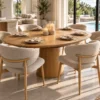 Dijon 7 Piece Extendable Dining Set | Natural Table & Grey Natural Chairs